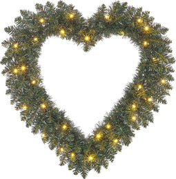 Black Box Trees - Kerstkrans Hart met LED Verlichting - Ø60 cm - Groen