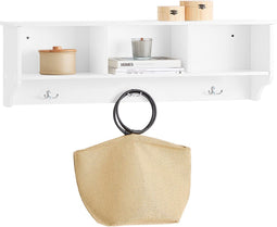 SoBuy FHK35-W - Wandkapstok - 3 Haken + Plank - Wit