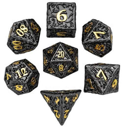 Dobbelstenenset Metaal - DND Dobbelstenen - Premium Doos - Zwart/Goud