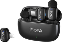 Boya Mini-12 - Ultra Mini Draadloze Microfoon - 2TX+2RX - Zwart