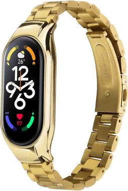imoshion Bandje met Horlogeband inkorter - Geschikt voor Xiaomi Mi Band 7 - imoshion Stalen band inkliksysteem - goud