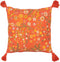 J-Line kussen Vierkant Bloemen + Kwastjes - katoen - oranje
