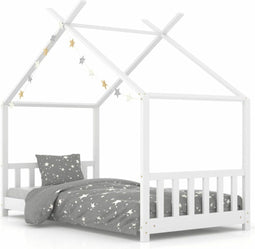vidaXL - Kinderbedframe - massief - grenenhout - wit - 80x160 - cm