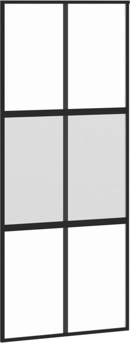 vidaXL - Schuifdeur - 90x205 - cm - gehard - glas - en - aluminium - zwart