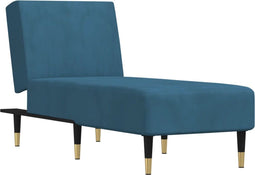 vidaXL - Chaise - longue - fluweel - blauw