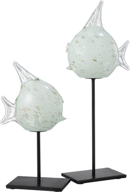 J-Line decoratie Vis Op Voet - glas - wit/goud - large