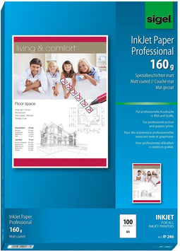 Inkjetpapier Sigel A4 160gr - hoogwit 100 vel speciale coati