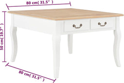 vidaXL - Salontafel - 80x80x50 - cm - hout - wit