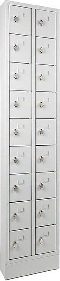 Lockerkast in 18-vaks met opening voor hangoogsluiting (zonder hangslot geleverd)