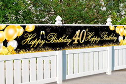 40ste Verjaardagsbanner - Verjaardagsdecoratie - Zwart/Goud