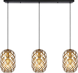 Lucide WOLFRAM - Hanglamp - 3xE27 - In hoogte verstelbaar - Mat Goud / Messing