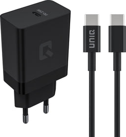 UNIQ Accessory Snellader PD 25W Adapter met USB Type-C kabel - Zwart