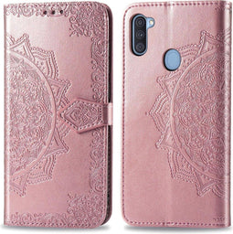 iMoshion Hoesje Geschikt voor Samsung Galaxy M11 / A11 Hoesje Met Pasjeshouder - iMoshion Mandala Bookcase - Rosé Goud