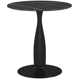 HOMCOM Ronde Eettafel 70x74 cm, Zwart, Staal en MDF met Melamine