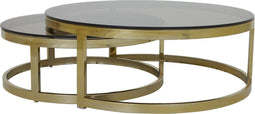 Light & Living - Salontafel MILAGRO - Ø100.5x36.5cm - Goud - Set van 2