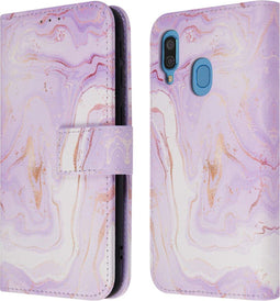 imoshion Hoesje Geschikt voor Samsung Galaxy A40 Hoesje Met Pasjeshouder - imoshion Design Bookcase smartphone - Paars / Purple Marble