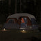 vidaXL - Tent - 9-persoons - waterdicht - met - LED - lichtgrijs - en - oranje
