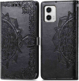 imoshion Hoesje Geschikt voor Motorola Moto G73 Hoesje Met Pasjeshouder - imoshion Mandala Bookcase - Zwart