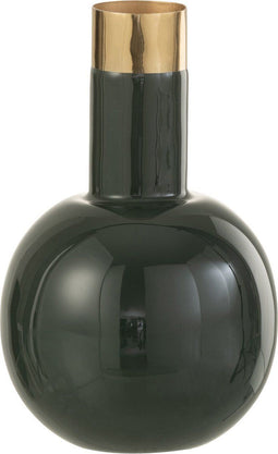 J-Line vaas Goud Boord - metaal - blinkend zwart - 17.5 cm hoog