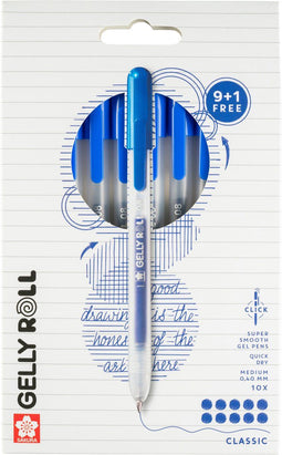 Sakura Gelly Roll - Gelpen met klikfunctie - Sneldrogende inkt - Blauw (10 stuks)