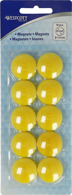 Westcott magneten - Ø 25x11,8mm - geel - 10 stuks - AC-E10811