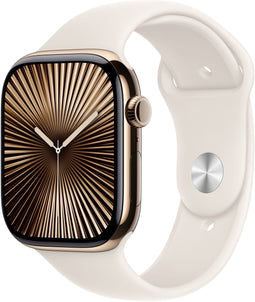 Apple Watch Series 10 - Smartwatch - GPS + Cellular - 46mm Titanium Sportbandje M/L Zilver (Beige)