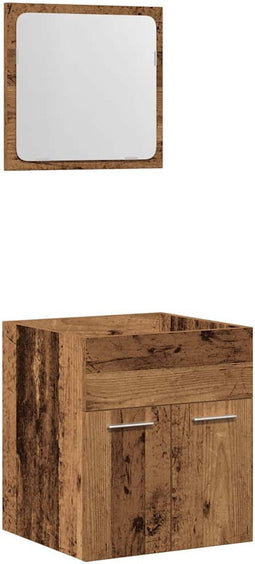 vidaXL - 2-delige - Badkamermeubelset - bewerkt - hout - oud - houtkleurig