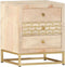 vidaXL - Nachtkastje - 40x30x50 - cm - massief - mangohout - goudkleurig