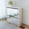 vidaXL - Schoenenkast - met - spiegel - 3-laags - 63x17x102,5 - cm - hoogglans - wit