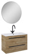 Atlantic Badmeubelset Stella 80 cm Canela Eiken met Spiegel en Witte Wastafel