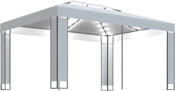 vidaXL - Prieel - met - LED-lichtslinger - 3x4 - m - wit