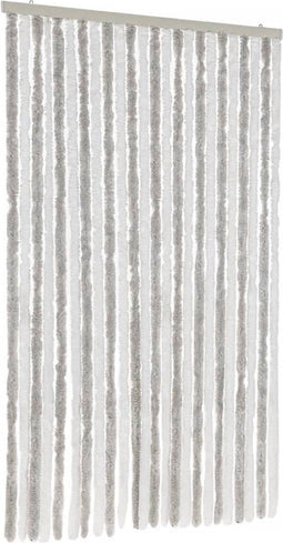 vidaXL - Vliegengordijn - 100x230 - cm - chenille - lichtgrijs - en - wit