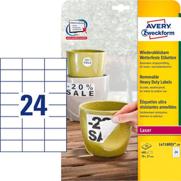 Avery L4718REV-20 - Folie-etiketten - Scheur- en waterdicht - Temperatuurbestendig (20 stuks)