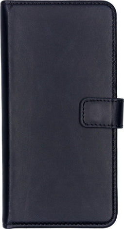 Selencia Hoesje Geschikt voor OnePlus 7 Pro Hoesje Met Pasjeshouder - Selencia Echt Lederen Bookcase - Donkerblauw