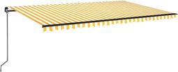 vidaXL - Luifel - handmatig - uittrekbaar - 500x350 - cm - geel - en - wit