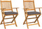 vidaXL - Vouw - Tuinstoelen - met - Grijze - Kussen - 2st - Vast - Acacia - Hout