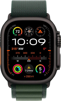 Apple Watch Ultra 2 - GPS + Cellular - 49mm - Zwarte Titanium Case - Dark Green Alpine Loop - Large