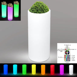 Plantenbak bloempot LED verlichting - 16 kleuren RGB wit - 74 cm hoog - oplaadbaar