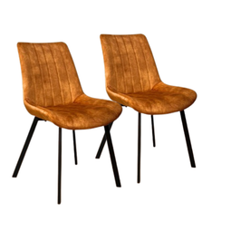 Meubel31 Riva Eetkamerstoel - Set van 2 - Velvet - Gold - 87 cm x 41 cm - 49 cm zithoogte (2 stuks)