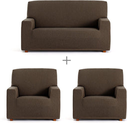 Sofa hoes set Eysa TROYA Bruin 70 x 110 x 210 cm 3 Onderdelen