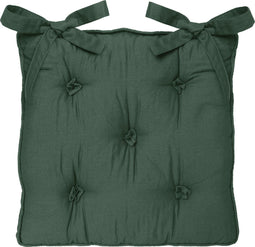 Atmosphera Deluxe Stoelkussen 40x40x8cm met lintjes en 5 knopen - Groen