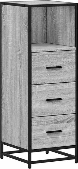 vidaXL - Badkamerkast - 35x37,5x100cm - bewerkt - hout - grijs - sonoma - eikenkleur