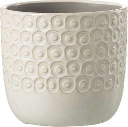 J-Line bloempot Bol - keramiek - wit - medium - Ø 14 cm - 2 stuks