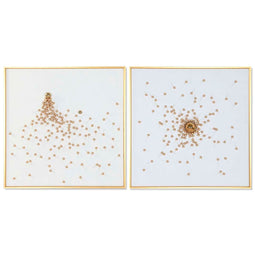 Schilderij Home ESPRIT Wit Gouden Modern 100 x 3,5 x 100 cm (2 Stuks)
