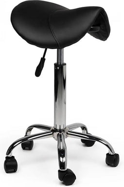 Zadelkruk Kalista Standaard Zwart - Zithoogte 50/68cm - kruk op wielen - zadelkruk op wielen - krukjes - werkkruk - zadelkruk - bureaukruk - kapperskruk - verstelbaar - draaikruk - tabouret - zadelkruk met rugleuning - tot 160kg