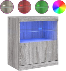 vidaXL - Dressoir - met - LED-verlichting - 60x37x67 - cm - grijs - sonoma - eiken