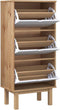 vidaXL - Schoenenkast - OTTA - 3 - lades - massief - grenenhout - bruin - en - wit