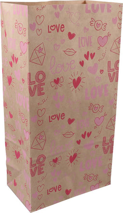 Zak | Blokbodemzak | Kraftpapier | 160/ 90x310mm | Love Notes | 50 stuks