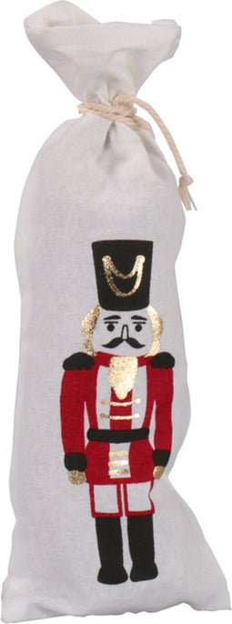 Zak | Cadeauzak | Katoen | 10x27.5cm | Nutcracker | wit/rood | 5 stuks