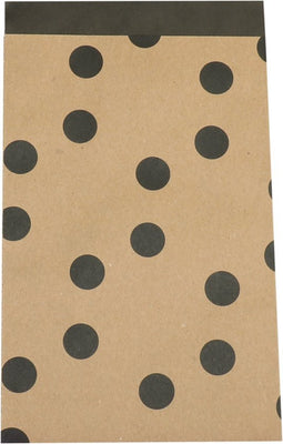 Zak - Fourniturenzak - Kraftpapier - 12x19cm - Zwarte stippen - bruin/zwart - 200 stuks